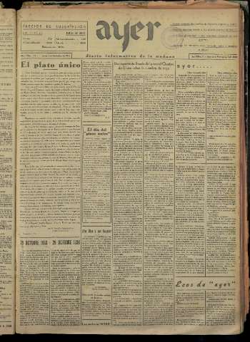 'Ayer : diario informativo de la mañana' - Año I Número 103 - 1936 noviembre 5