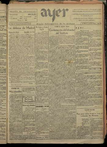 'Ayer : diario informativo de la mañana' - Año I Número 118 - 1936 noviembre 22