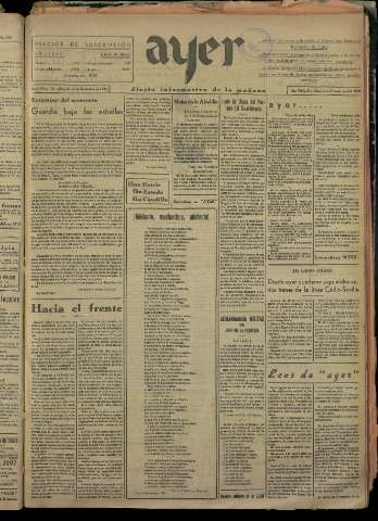 'Ayer : diario informativo de la mañana' - Año I Número 120 - 1936 noviembre 25