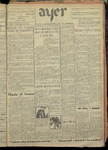 'Ayer : diario informativo de la mañana' - Año I Número 129 - 1936 diciembre 5