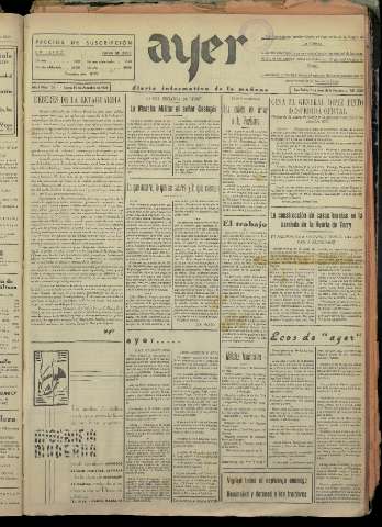 'Ayer : diario informativo de la mañana' - Año I Número 133 - 1936 diciembre 10