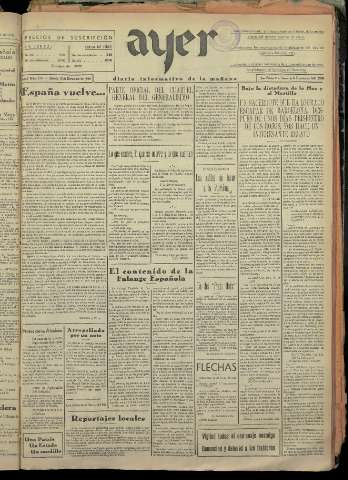 'Ayer : diario informativo de la mañana' - Año I Número 135 - 1936 diciembre 12