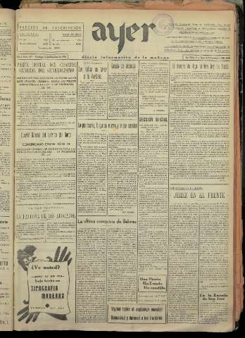 'Ayer : diario informativo de la mañana' - Año I Número 136 - 1936 diciembre 13