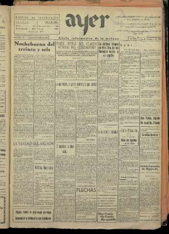 'Ayer : diario informativo de la mañana' - Año I Número 145 - 1936 diciembre 24