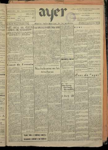 'Ayer : diario informativo de la mañana' - Año I Número 147 - 1936 diciembre 27