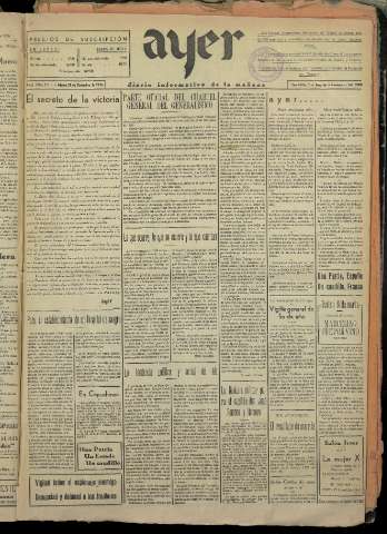 'Ayer : diario informativo de la mañana' - Año I Número 148 - 1936 diciembre 29