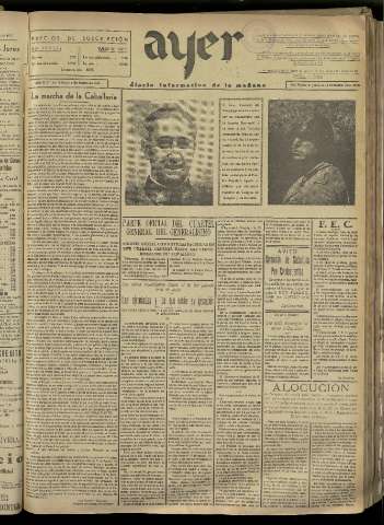 'Ayer : diario informativo de la mañana' - Año II Número 206 - 1937 marzo 6