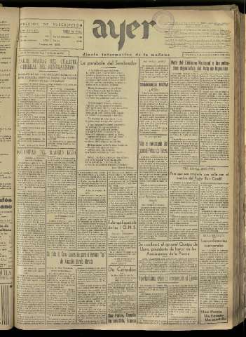 'Ayer : diario informativo de la mañana' - Año II Número 207 - 1937 marzo 7