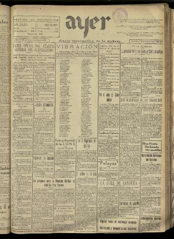 'Ayer : diario informativo de la mañana' - Año II Número 209 - 1937 marzo 10