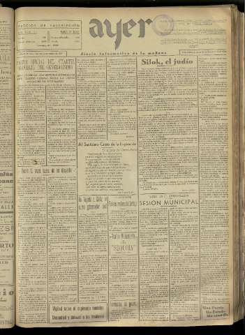 'Ayer : diario informativo de la mañana' - Año II Número 211 - 1937 marzo 12