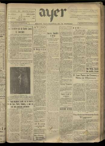 'Ayer : diario informativo de la mañana' - Año II Número 220 - 1937 marzo 23