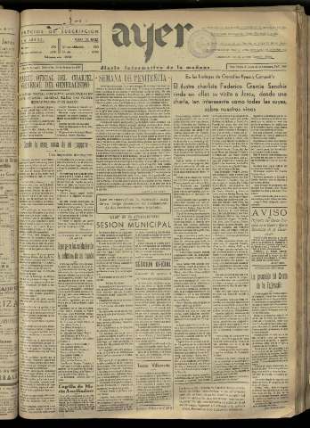 'Ayer : diario informativo de la mañana' - Año II Número 221 - 1937 marzo 24