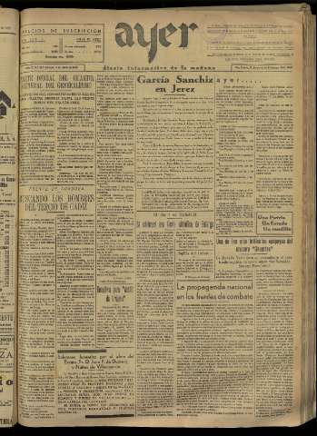 'Ayer : diario informativo de la mañana' - Año II Número 229 - 1937 abril 3