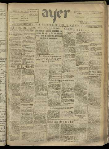 'Ayer : diario informativo de la mañana' - Año II Número 251 - 1937 abril 29