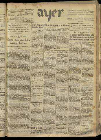 'Ayer : diario informativo de la mañana' - Año II Número 277 - 1937 mayo 30