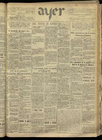 'Ayer : diario informativo de la mañana' - Año II Número 279 - 1937 junio 2