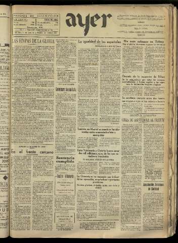 'Ayer : diario informativo de la mañana' - Año II Número 306 - 1937 julio 3
