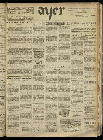 'Ayer : diario informativo de la mañana' - Año II Número 307 - 1937 julio 4