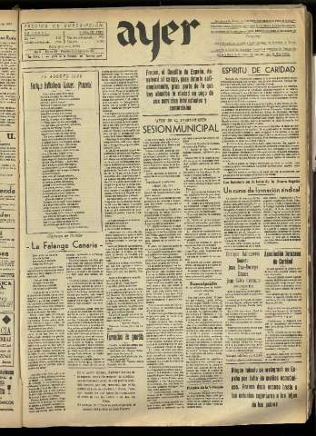 'Ayer : diario informativo de la mañana' - Año II Número 351 - 1937 agosto 25