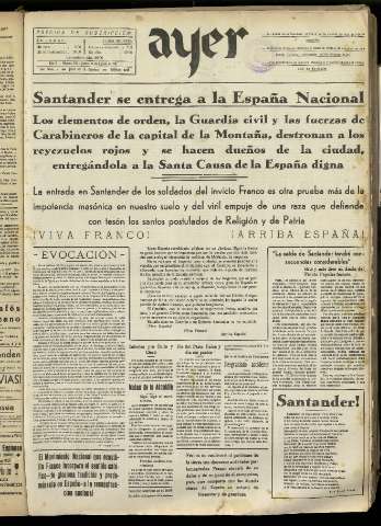 'Ayer : diario informativo de la mañana' - Año II Número 352 - 1937 agosto 26