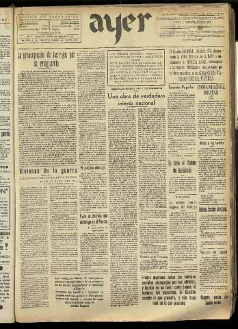 'Ayer : diario informativo de la mañana' - Año II Número 359 - 1937 septiembre 3