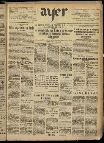 'Ayer : diario informativo de la mañana' - Año II Número 423 - 1937 noviembre 17