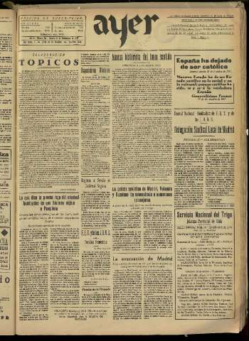 'Ayer : diario informativo de la mañana' - Año II Número 426 - 1937 noviembre 20