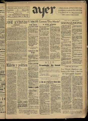 'Ayer : diario informativo de la mañana' - Año II Número 429 - 1937 noviembre 24