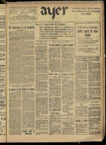 'Ayer : diario informativo de la mañana' - Año II Número 434 - 1937 noviembre 30