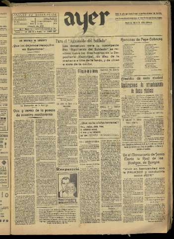 'Ayer : diario informativo de la mañana' - Año II Número 437 - 1937 diciembre 3