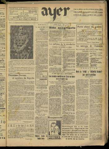'Ayer : diario informativo de la mañana' - Año II Número 438 - 1937 diciembre 4