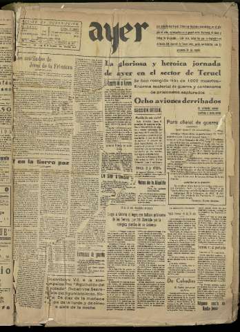 'Ayer : diario informativo de la mañana' - Año II Número 461 - 1937 diciembre 31