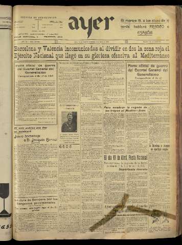 'Ayer : diario informativo de la mañana' - Año III Número 552 - 1938 abril 17