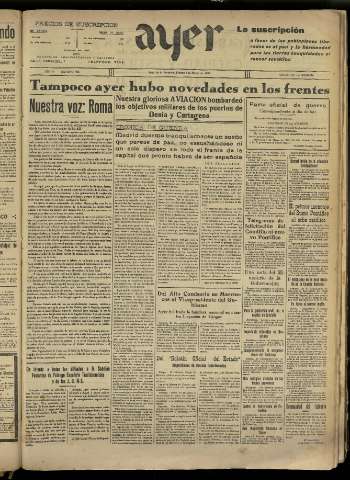 'Ayer : diario informativo de la mañana' - Año IV Número 824 - 1939 marzo 4