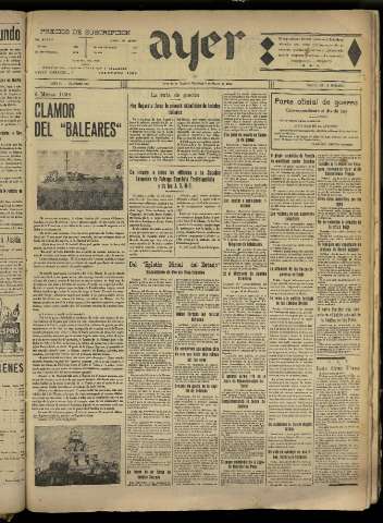 'Ayer : diario informativo de la mañana' - Año IV Número 825 - 1939 marzo 5