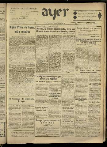 'Ayer : diario informativo de la mañana' - Año IV Número 830 - 1939 marzo 11