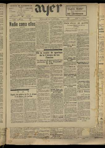 'Ayer : diario informativo de la mañana' - Año IV Número 841 - 1939 marzo 24