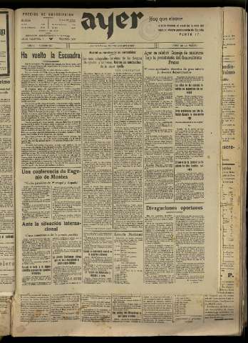 'Ayer : diario informativo de la mañana' - Año IV Número 856 - 1939 abril 12
