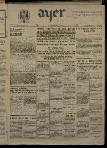 'Ayer : diario informativo de la mañana' - Año V Número 1084 - 1940 enero 4