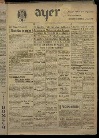 'Ayer : diario informativo de la mañana' - Año V Número 1085 - 1940 enero 5