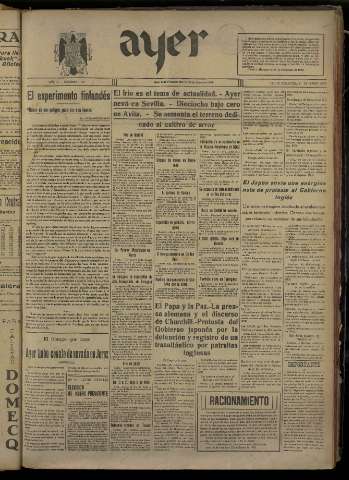 'Ayer : diario informativo de la mañana' - Año V Número 1100 - 1940 enero 23