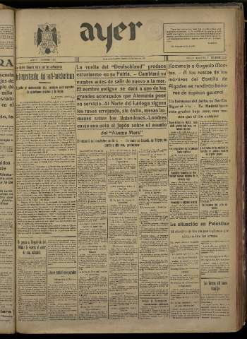 'Ayer : diario informativo de la mañana' - Año V Número 1103 - 1940 enero 26