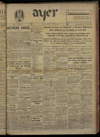'Ayer : diario informativo de la mañana' - Año V Número 1108 - 1940 febrero 1