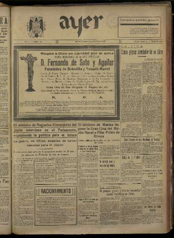 'Ayer : diario informativo de la mañana' - Año V Número 1109 - 1940 febrero 2