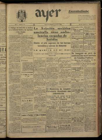 'Ayer : diario informativo de la mañana' - Año V Número 1112 - 1940 febrero 6