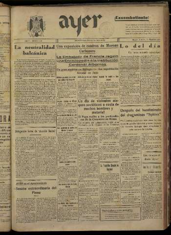 'Ayer : diario informativo de la mañana' - Año V Número 1113 - 1940 febrero 7