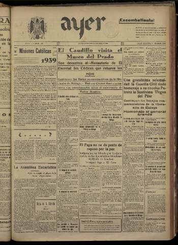 'Ayer : diario informativo de la mañana' - Año V Número 1114 - 1940 febrero 8