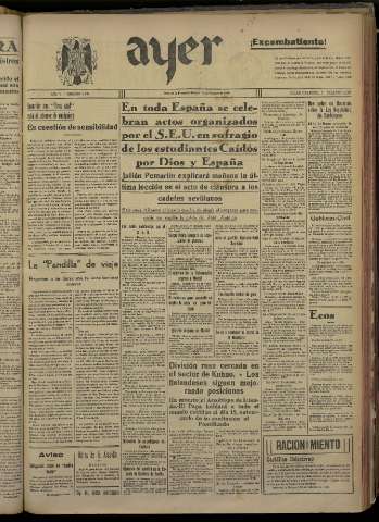 'Ayer : diario informativo de la mañana' - Año V Número 1116 - 1940 febrero 10