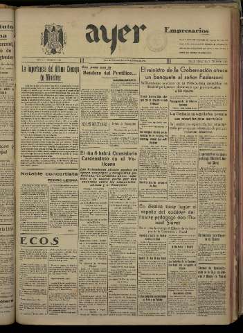 'Ayer : diario informativo de la mañana' - Año V Número 1132 - 1940 febrero 29