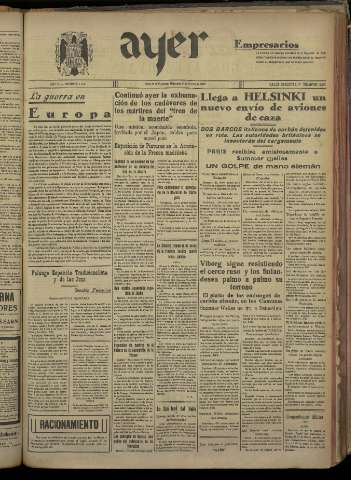 'Ayer : diario informativo de la mañana' - Año V Número 1137 - 1940 marzo 6